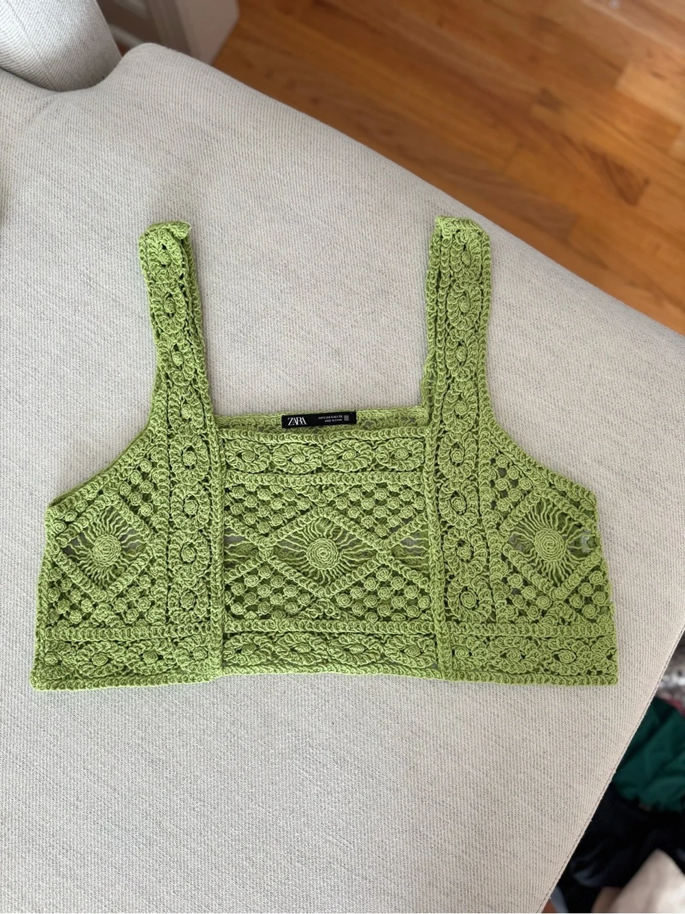 Zara Lime Green Crochet Crop Tank